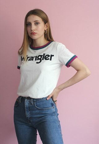 WHITE WRANGLER RINGER TEE