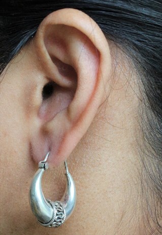STERLING SILVER EVENING HOOP EARRINGS