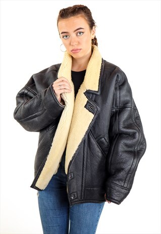 VINTAGE SHERPA LINED LEATHER JACKET J2692