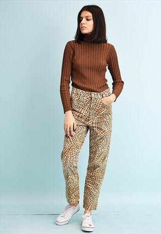 Y2K REGULAR WAIST FEATHER PRINT SHORT CUT DENIM JEANS