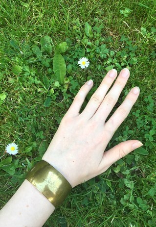 WOMENS VINTAGE BOHO GOLD BRONZE COLOUR THICK BRACELET