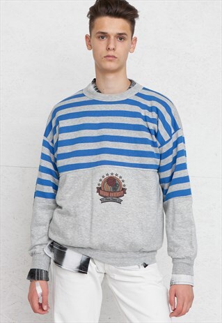 VINTAGE GREY CREW NECK PULLOVER SWEATSHIRT