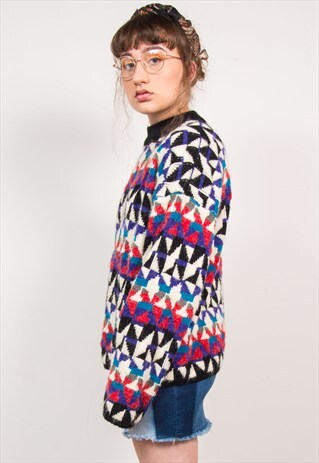 VINTAGE 90'S PATTERNED KNIT JUMPER