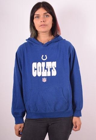 REEBOK WOMENS VINTAGE NFL COLTS HOODIE JUMPER MEDIUM 90S