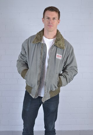 LEE BROWN FUR LINED PATCH DENIM COAT