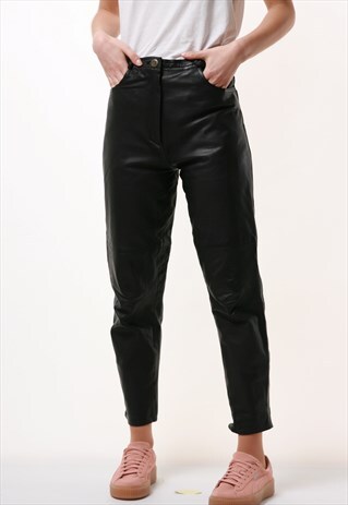 80S VINTAGE LEATHER MOMS HIGH WAISTED TROUSERS 1262