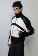 FAUX LEATHER MOTORCYCLE JACKET PU RACING BOMBER CROPPED COAT
