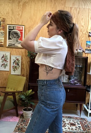 VINTAGE 70S CROPPED COTTON BLOUSE