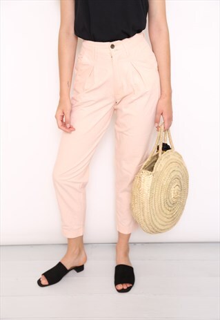 VINTAGE 90S PINK HIGH WAISTED COTTON TROUSERS
