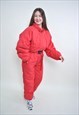 RED ONE PIECE SNOWSUIT, VINTAGE SKI SUIT LARGE SIZE RETRO 