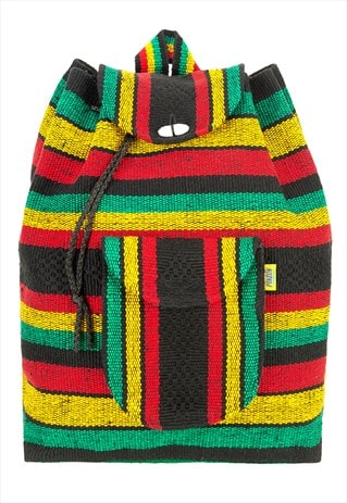 PINZON BACKPACK DRAWSTRING BAG RASTA CANVAS RUCKSACK