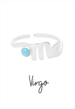 Virgo horoscope zodiac ring in 925 sterling silver