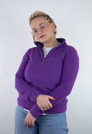 VINTAGE CHAMPION 1/4 ZIP BASIC LOGO FLEECE JUMPER SWEATSHIRT