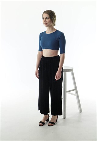 BLUE CROPPED TOP / EXTRA SMALL RIBBED KNIT