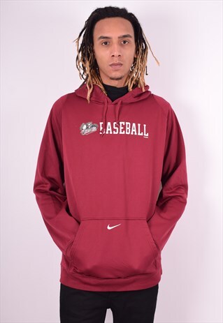 NIKE MENS VINTAGE HOODIE JUMPER XL MAROON 90'S