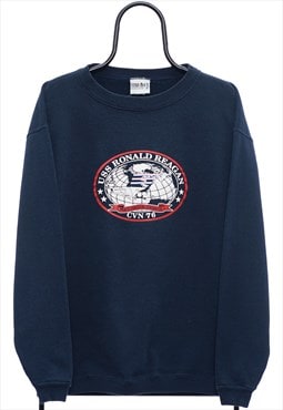 Vintage USS 90s Graphic Navy Sweatshirt Mens