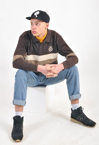 VINTAGE 90'S POLO JUMPER IN BROWN