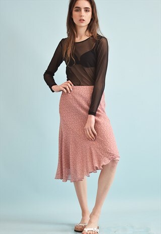90'S RETRO KITSCH POLKA DOT MIDI SKIRT