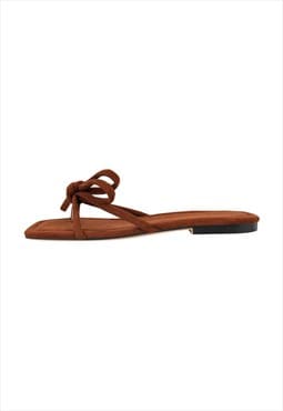 Brown Suede Flip Flops Thong Flats