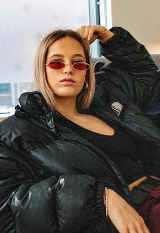 OVAL SUNGLASSES WITH RED TINTED LENSES