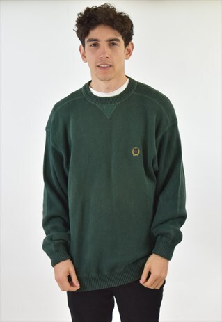 VINTAGE 90S GREEN TOMMY HILFIGER CREW NECK SWEATER