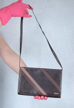Vintage y2k small shoulder indie glam leather purse in brown