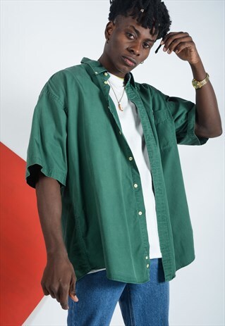 TOMMY HILFIGER SHIRT WITH EMBROIDERED LOGO IN GREEN.