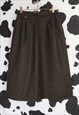 VINTAGE 40S DARK BROWN MONO WOOL WOOLLEN A LINE FLARE SKIRT