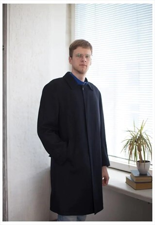 VINTAGE 60'S NAVY/BLACK WOOL TEXTURED COAT