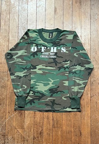 VINTAGE KHAKI PRINT LONG SLEEVED T - SHIRT