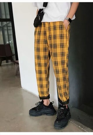 STREETWEAR YELLOW PLAID PANTS PANTS
