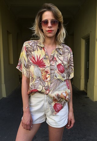 VINTAGE 80' FESTIVAL LOOK VISCOSE UNISEX CRAZY PATTERN SHIRT