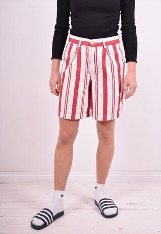MOSCHINO WOMENS VINTAGE SHORTS W28 RED STRIPES 90'S