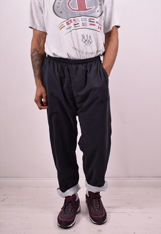 LOTTO MENS VINTAGE TRACKSUIT TROUSERS W38 L32 BLACK 90S