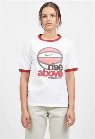90S VINTAGE WHITE NIKE LOGO CREW NECK T-SHIRT