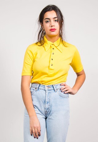 VINTAGE 70'S YELLOW KAPPA POLO T-SHIRT