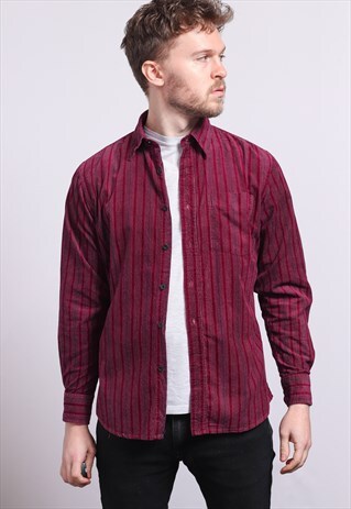 VINTAGE CORDUROY CORD STRIPED SHIRT PURPLE