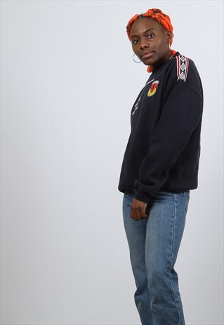 VINTAGE UMBRO SMALL NAVY EMBROIDERED LOGO SWEATSHIRT