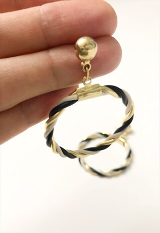 1980'S TRI-TONE TWIST DROP HOOPS
