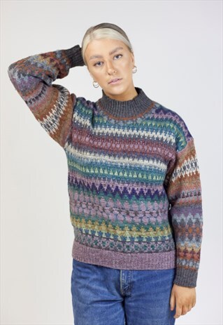 VINTAGE 90S PATTERNED KNIT JUMPER