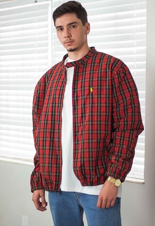 VINTAGE POLO RALPH LAUREN JACKET CHECKED BOMBER 90S XXL 16.6