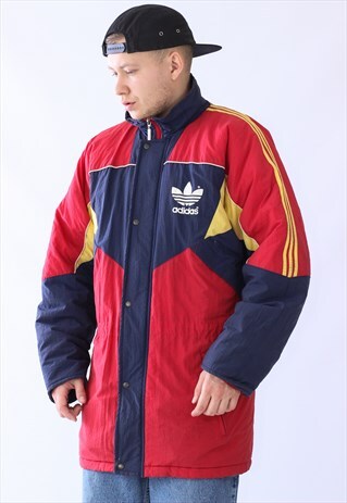 VINTAGE MENS ADIDAS ORIGINALS BIG LOGO WINTER TEAM JACKET