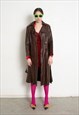 Vintage 90s Leather Trench Coat Brown