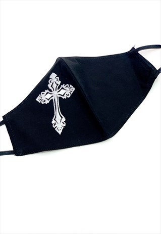 FACE COVERING. CROSS WHITE EMBROIDERY