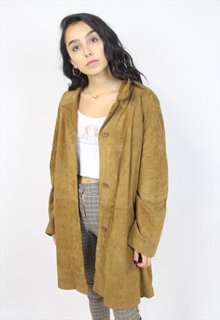 VINTAGE 90S TAN SUEDE LONG JACKET