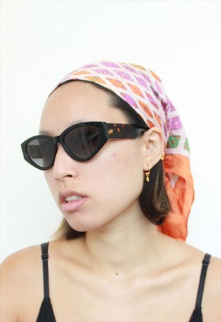SATIN ORANGE DOMINO PRINT SCARF