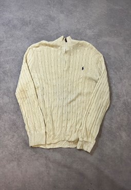 Polo Ralph Lauren Knitted Jumper 1/4 Zip Cable Knit Sweater