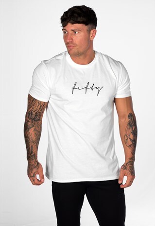 SCRIBBLE FIFTY TEXT T-SHIRT - WHITE