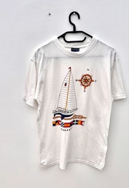 Vintage Bahamas sailing white tourist T-shirt small 