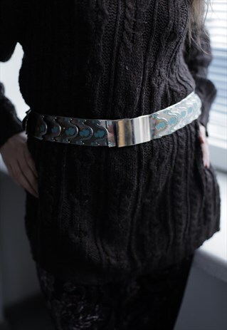 VINTAGE 80'S METAL ELASTIC HEART BELT